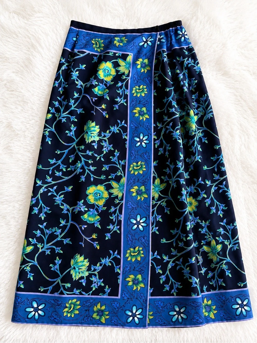 Notations Clothing Co Blue Floral Satin Maxi Skirt Small Vintage Y2K Boho